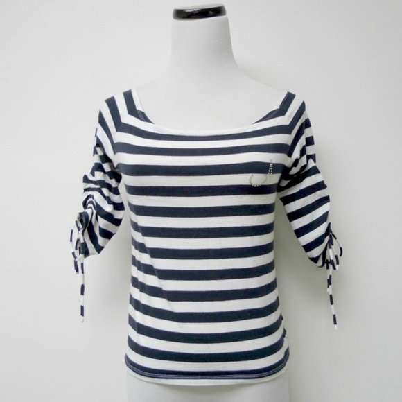 Kamiseta A monogram  b&w stripes top  large - Picture 1 of 6